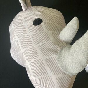 Gray Rhino Plush Head wall hanging